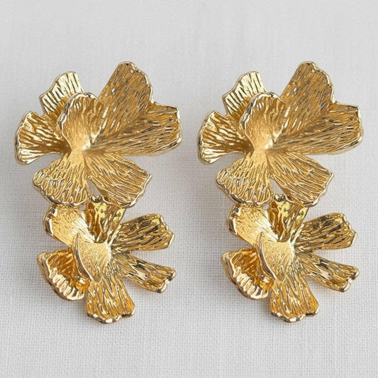 Gold Floral Drop Earrings