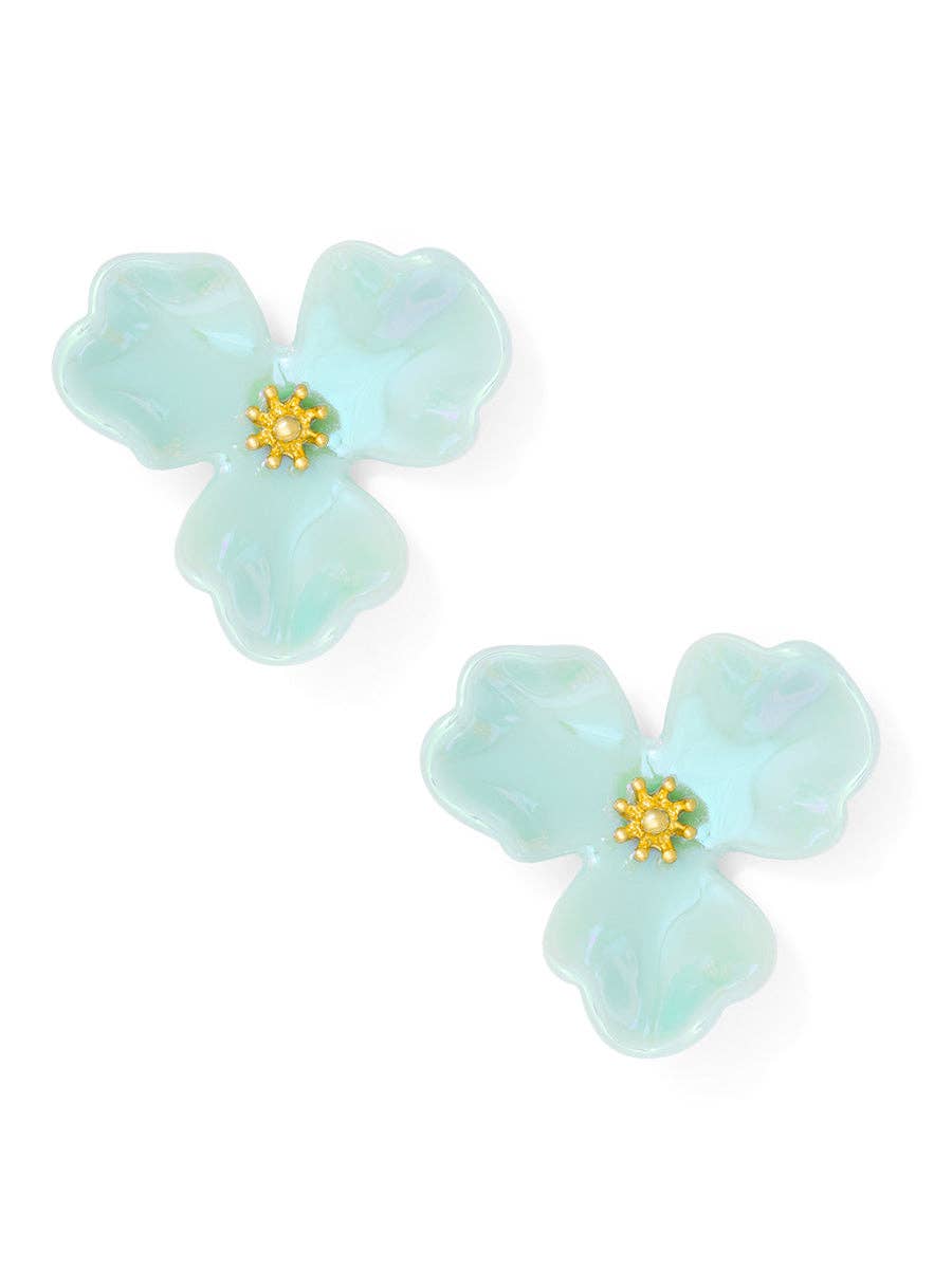 Iridescent Resin 3-Petal Stud Earring