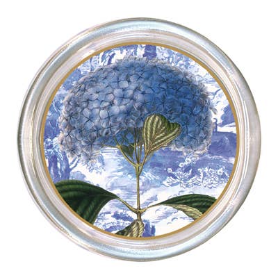 C42-BL Blue Hydrangea on White Coaster