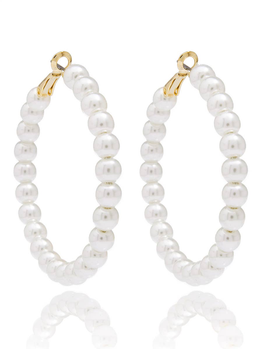 Beaded Pearl Hoop Earring