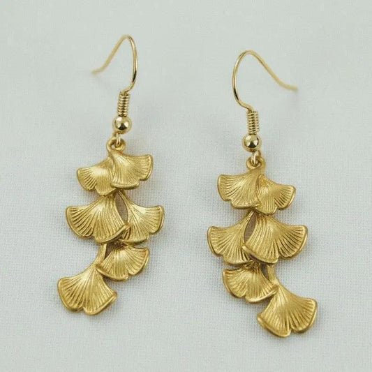 Ginkgo Leaf Tassel Earrings