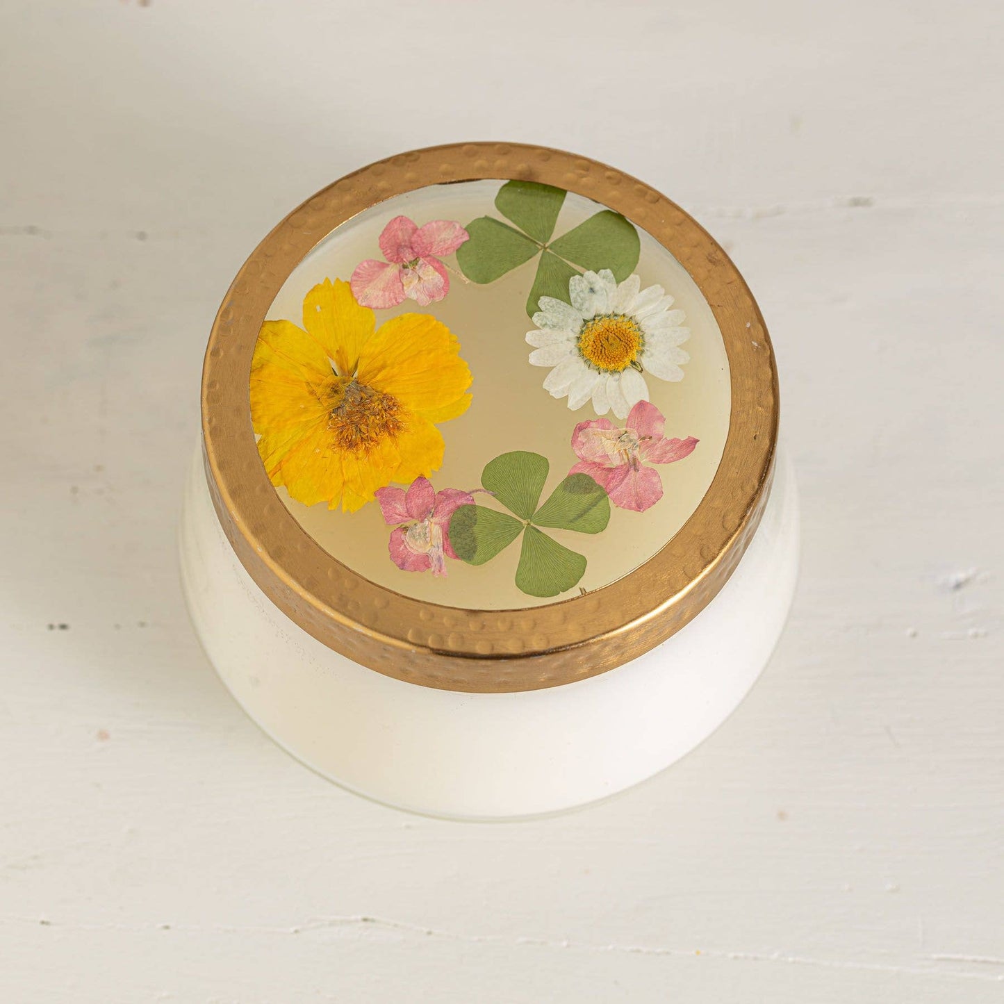 Lemon Blossom + Lychee Large Pressed Floral Candle