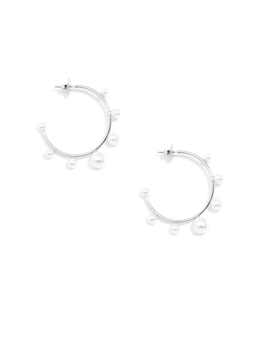 Small Decorative Pearl Hoop Earring