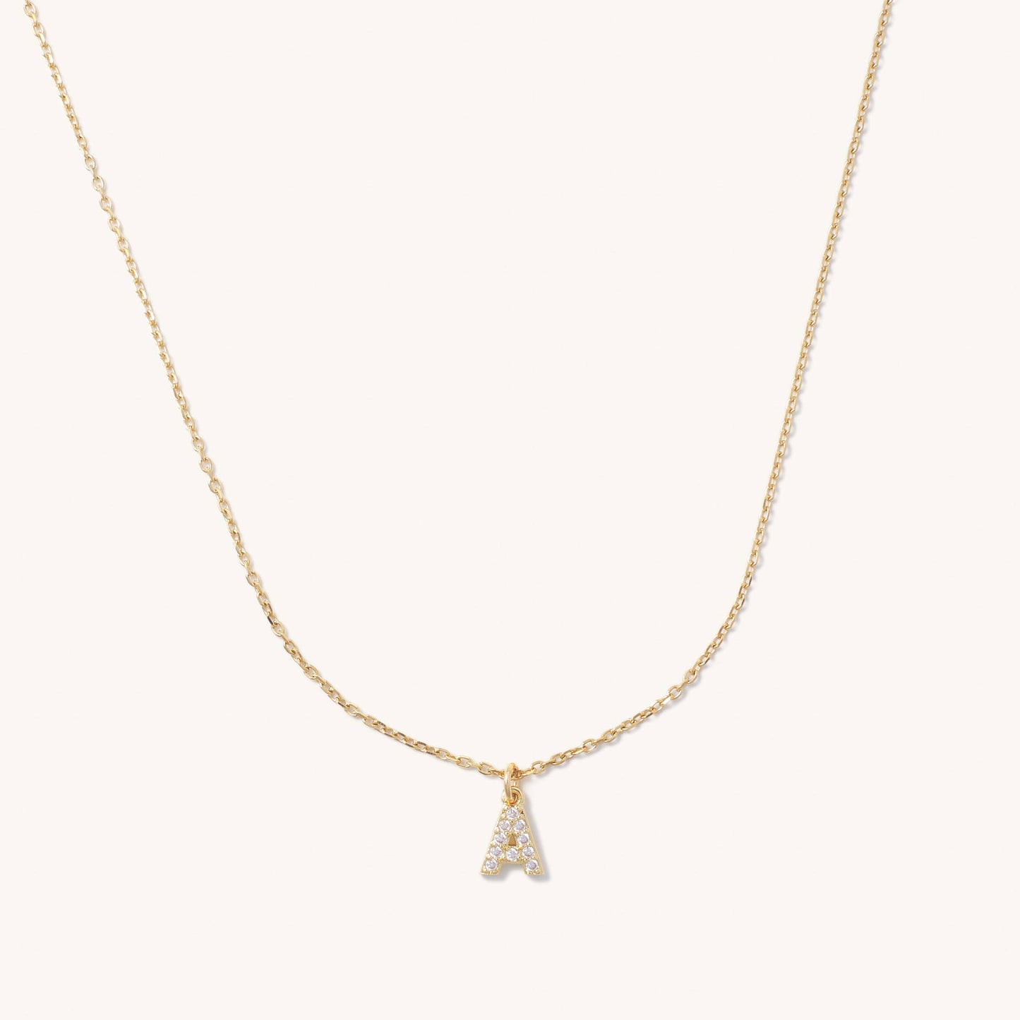 Mini Crystal Initial Charm Necklace- Waterproof