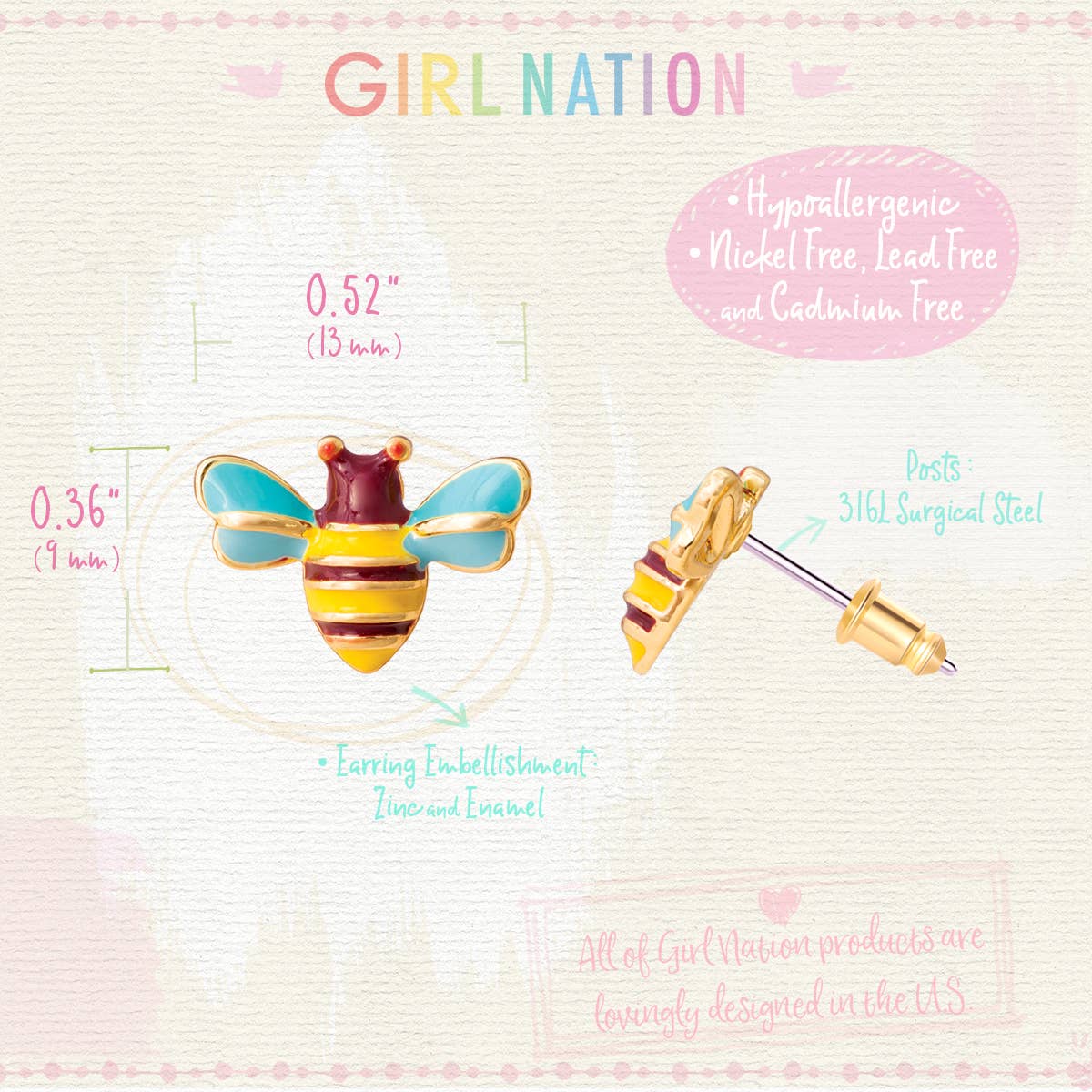 Buzzing Bee Cutie Stud Earrings