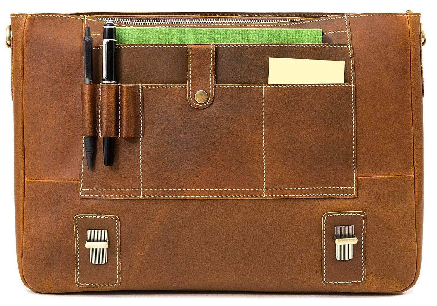 16" Messenger Bag For Men Genuine Leather RFID Laptop Bag