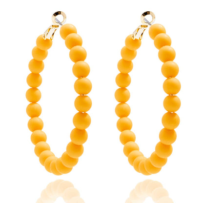 Matte Beaded Hoop Earring