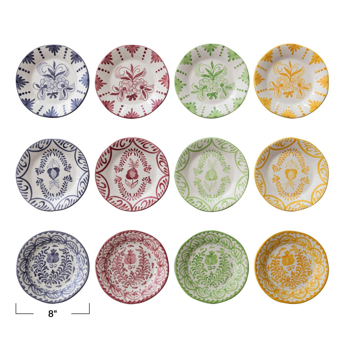 Hand-Painted Botanical Stoneware Plate