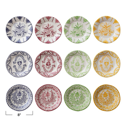 Hand-Painted Botanical Stoneware Plate