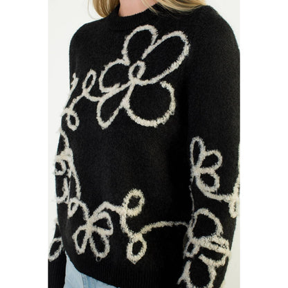 Floral Detailed Mohair Sweater