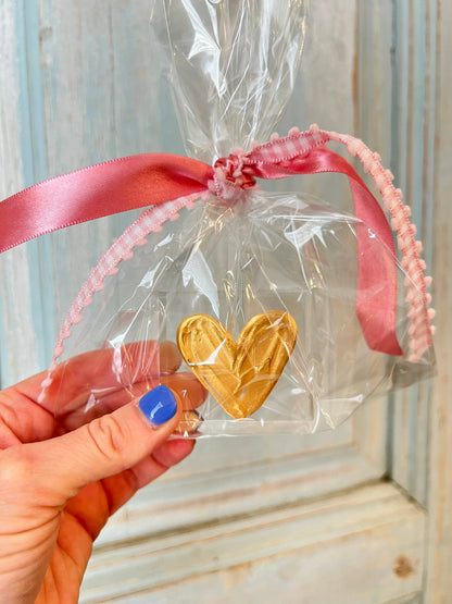 Glass - 2x2 inch Glass Gold Hearts