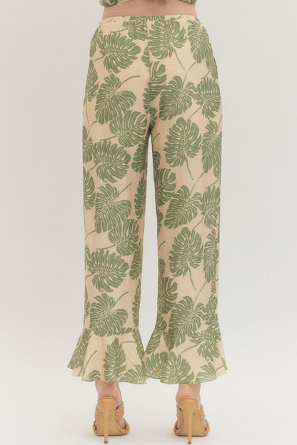 Botanical Print Wide Leg Pants