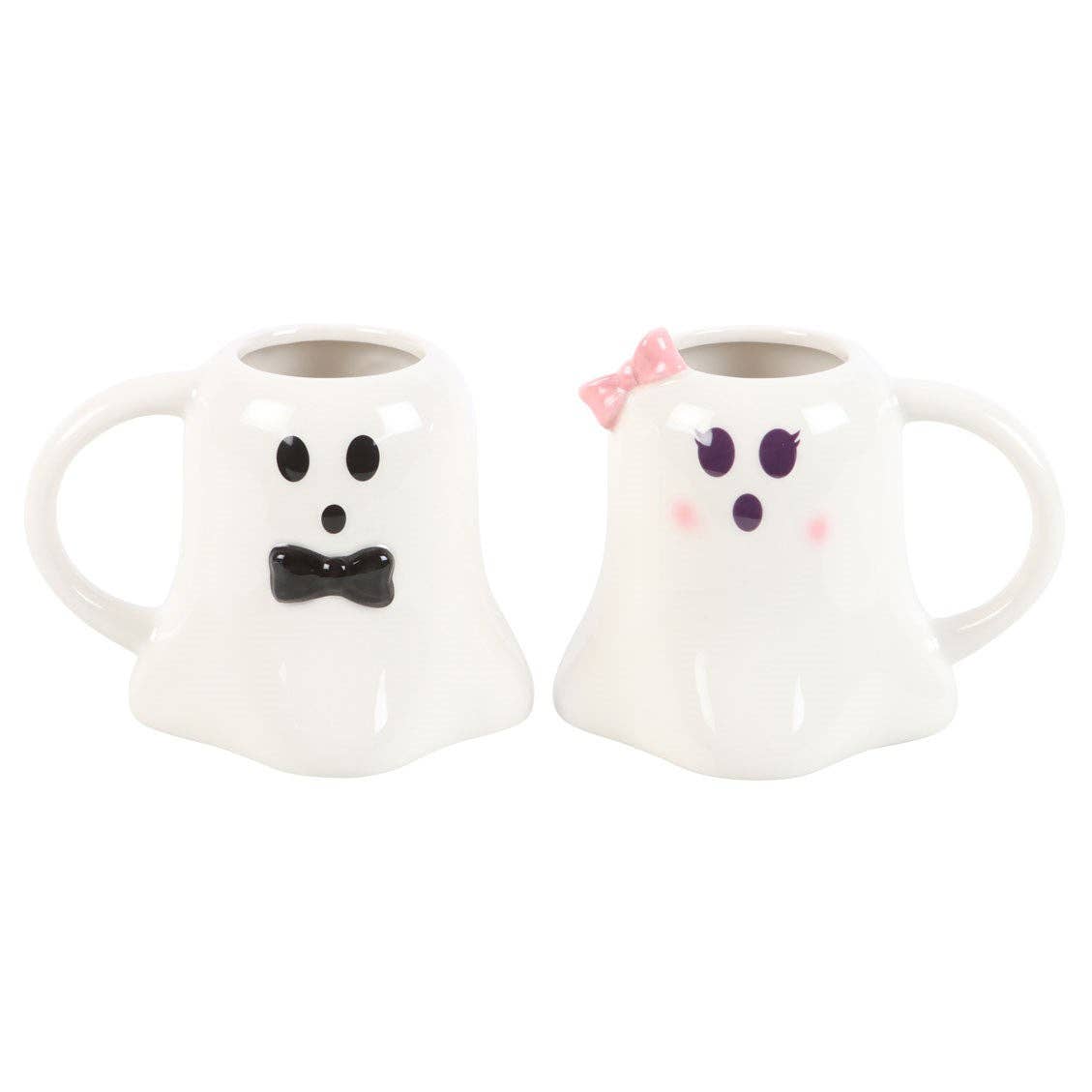 Mr and Mrs Boo Ghost Shaped Halloween Mug Set