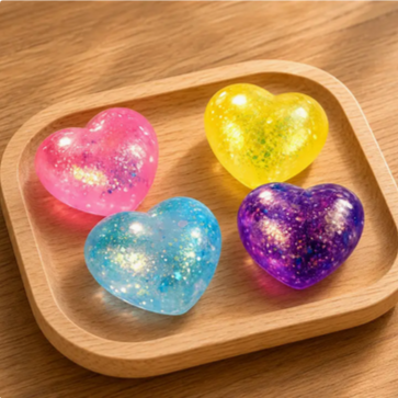 Maltose Sparkle Heart Squishies - 💜💚💛❤️