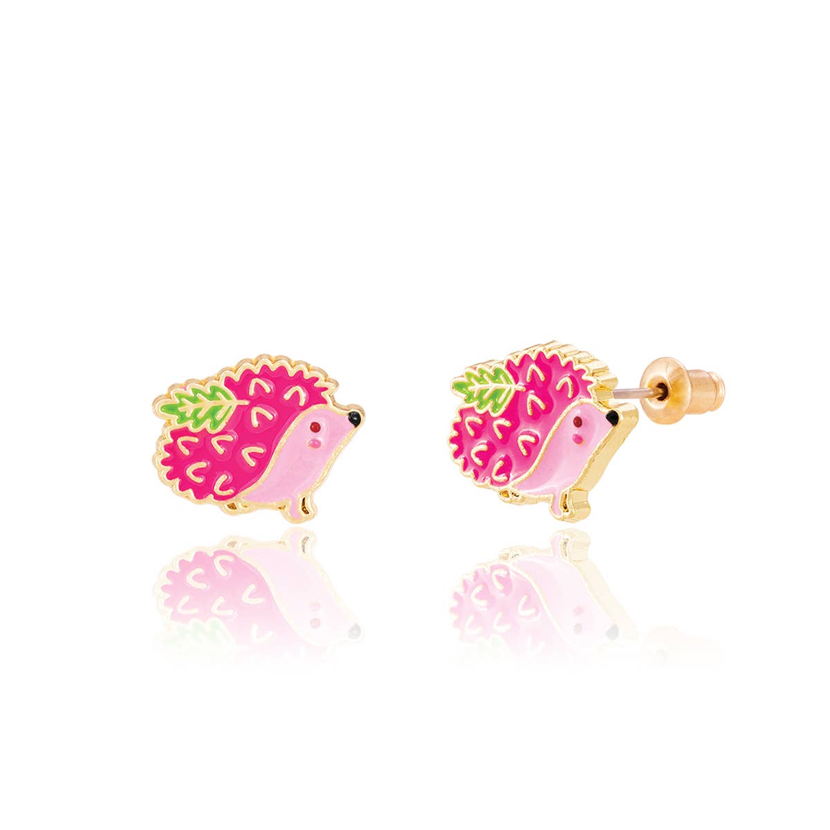 Prickly Pink Hedgehog Cutie Stud Earrings