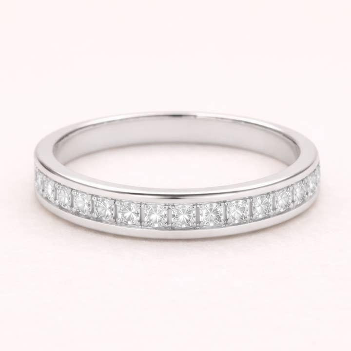 Krista Crystal Band Silver Ring