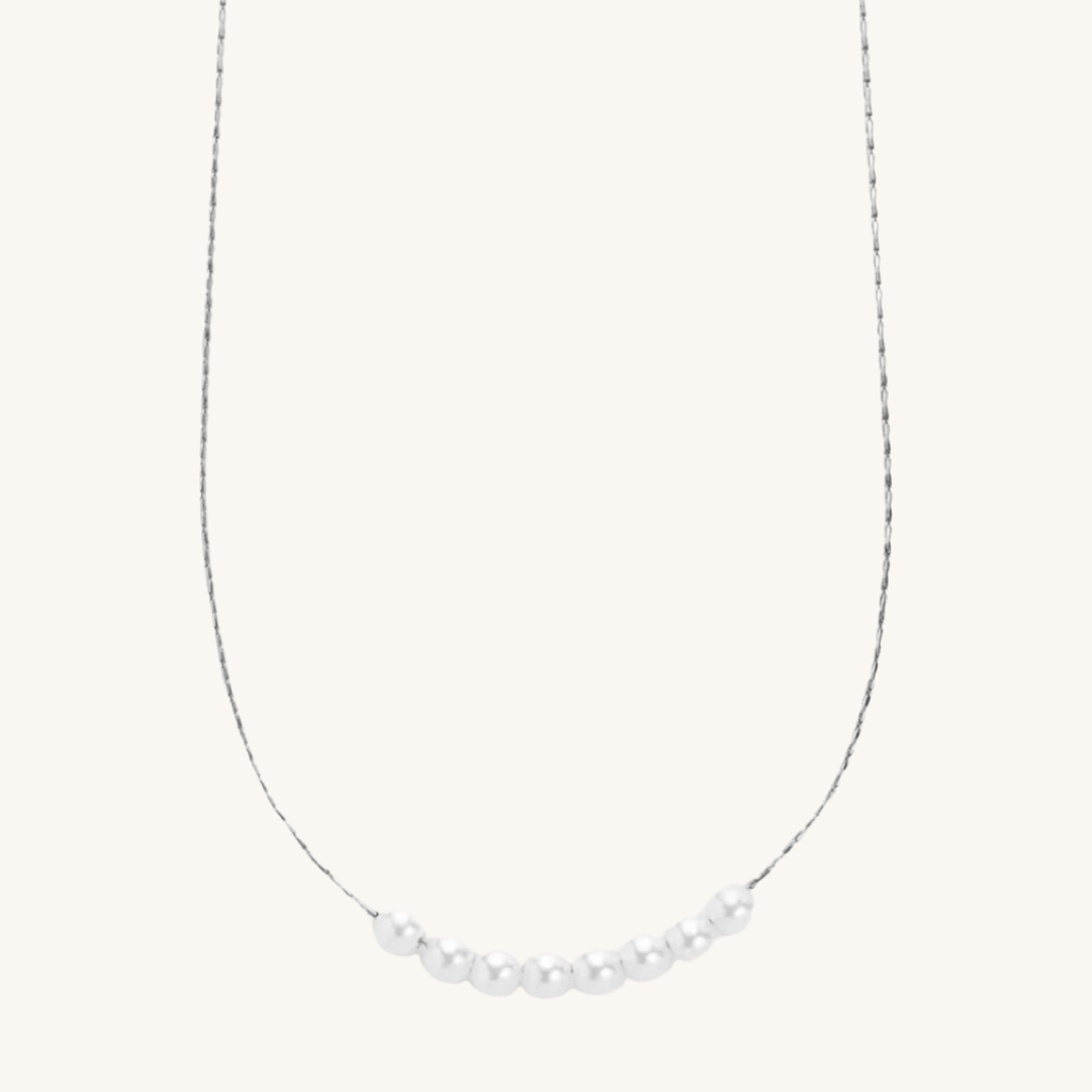 Nina Dainty Pearl Necklace - Silver