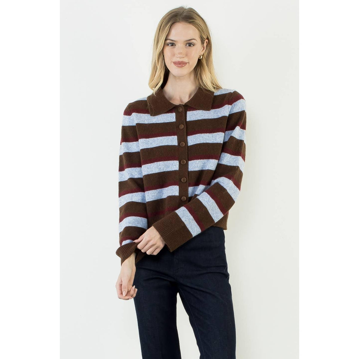 Stripe Button Down Cardigan
