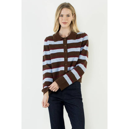 Stripe Button Down Cardigan