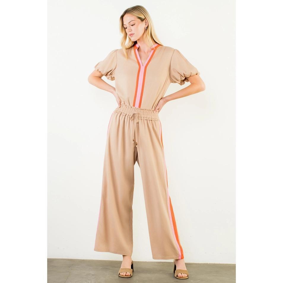 Stripe Detail Wide Leg Pants