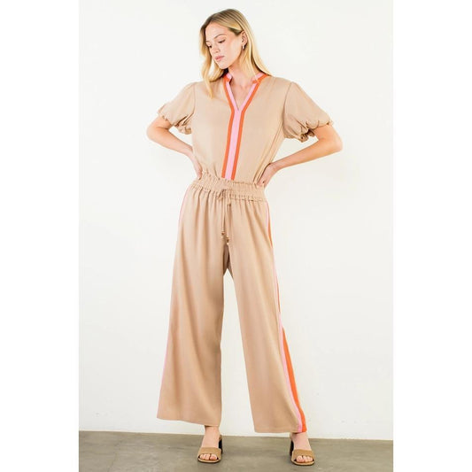 Stripe Detail Wide Leg Pants