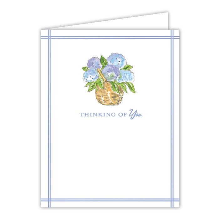 Thinking Of You Floral Bouquet Wicker Basket Greeting Card