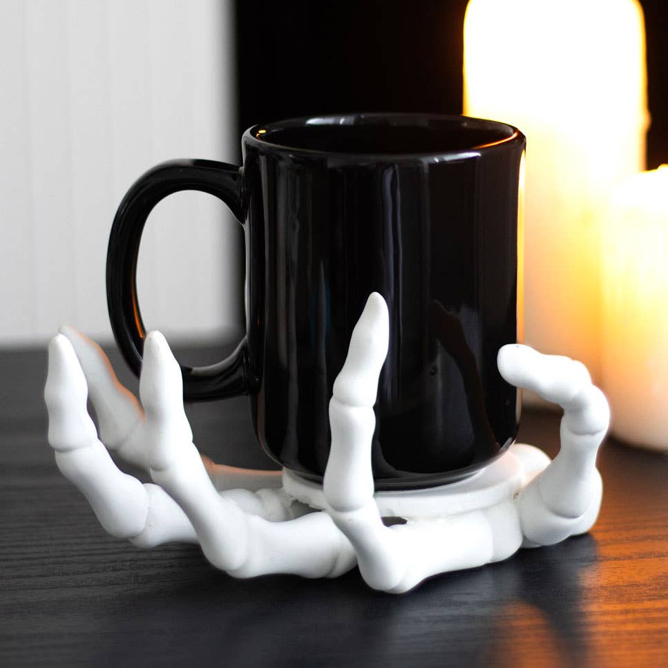 Gothic Halloween Skeleton Hand Coaster and Candle Holder