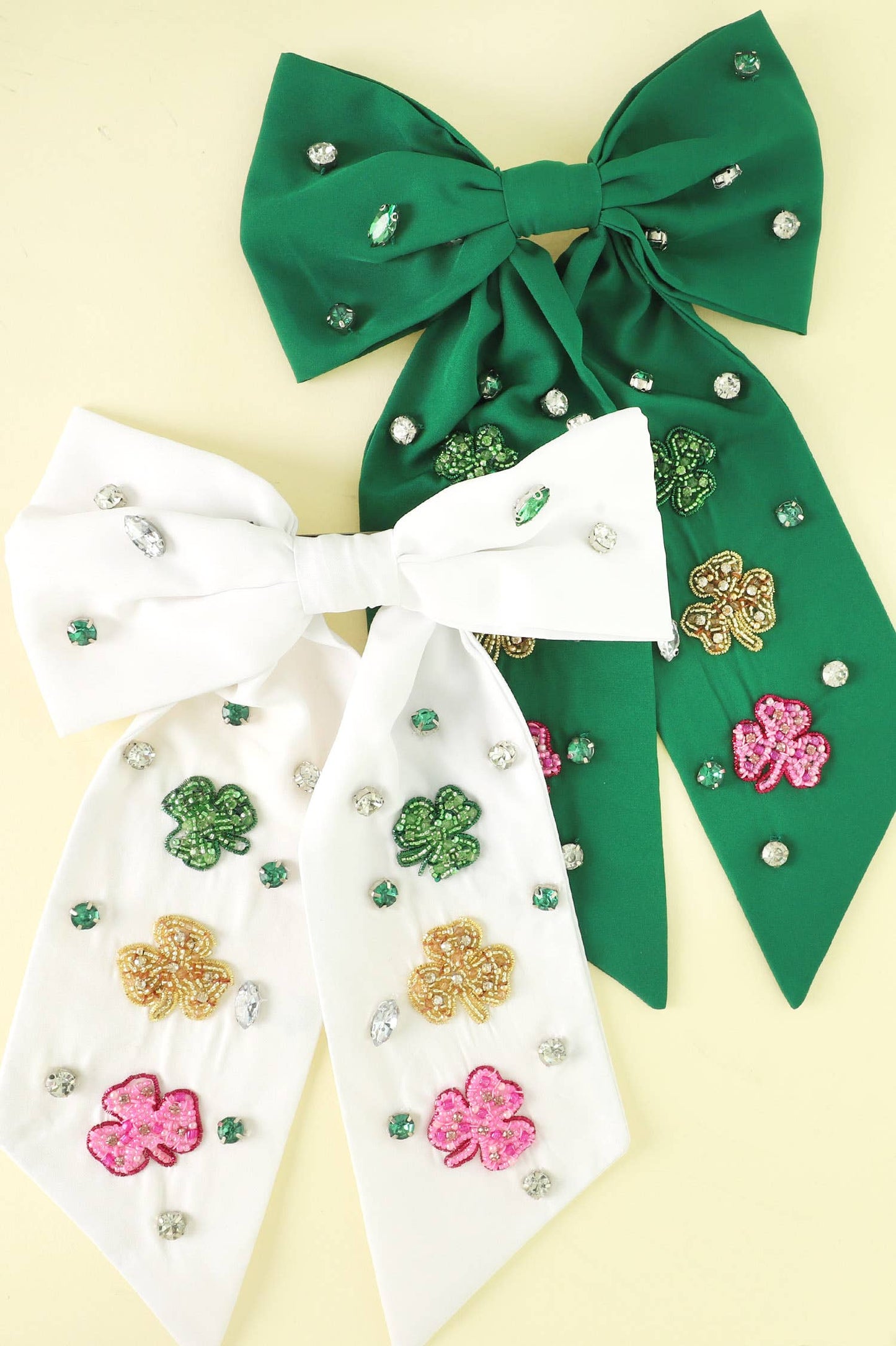 Saint Patrick's Shamrock Bow Barrette Hair Clip