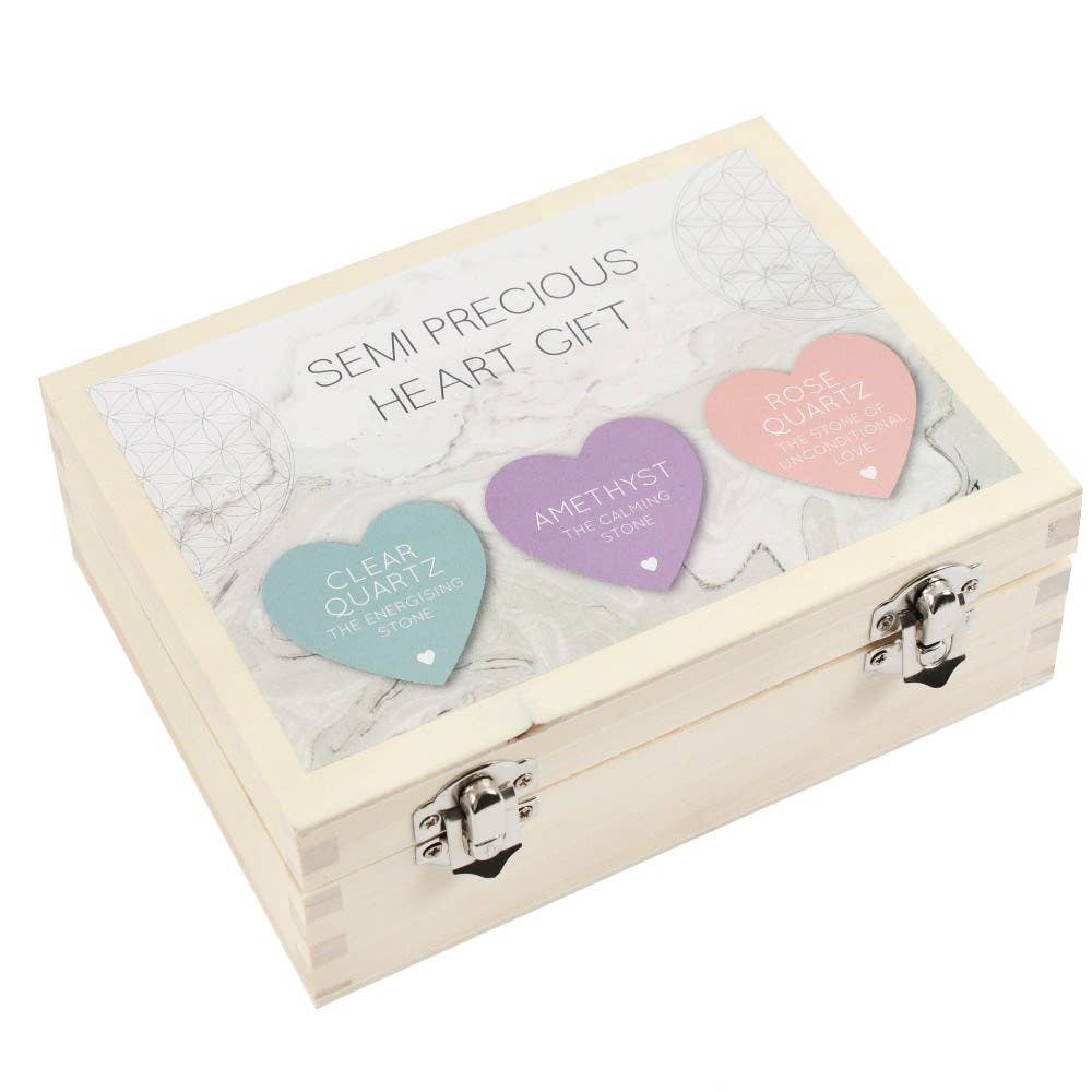 Box of 24 Healing Crystal Heart Charm Stones