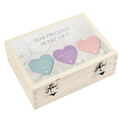 Box of 24 Healing Crystal Heart Charm Stones