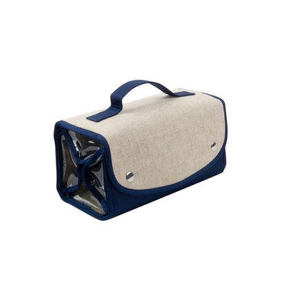 Linen Roll Up Cosmetic Bag