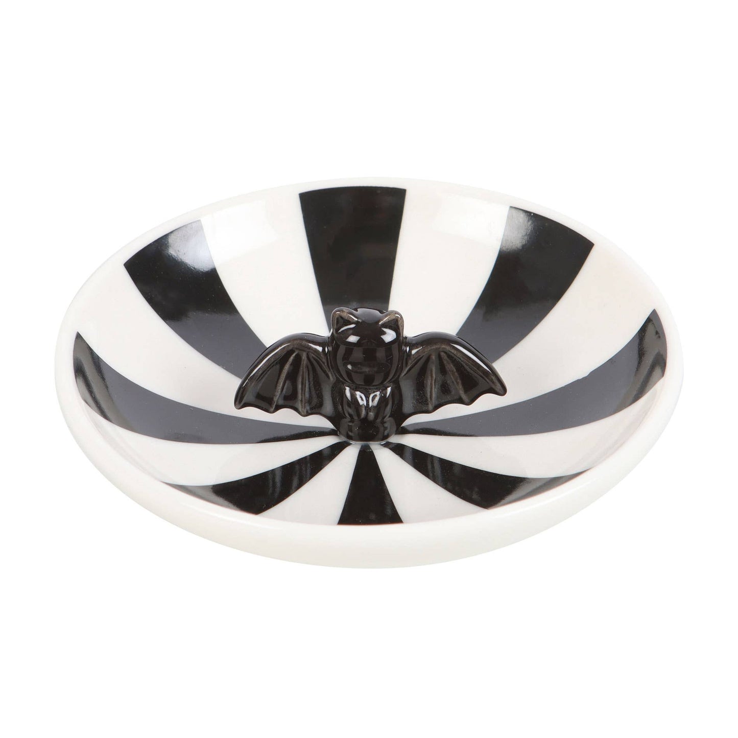 Gothic Striped Bat Halloween Trinket Dish