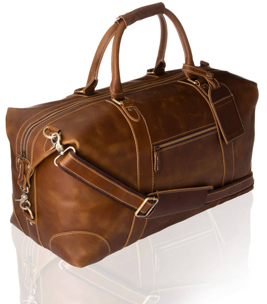 Genuine Leather Travel Duffel Bag Oversized Weekend Luggage