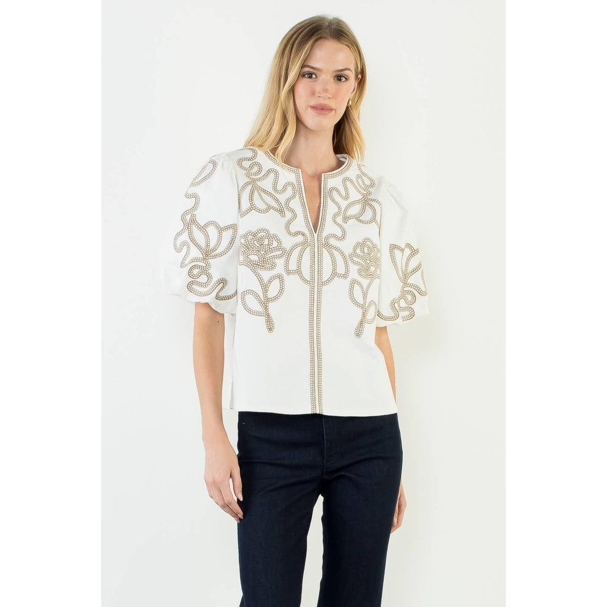 Corduroy Top With Embroidered Detail