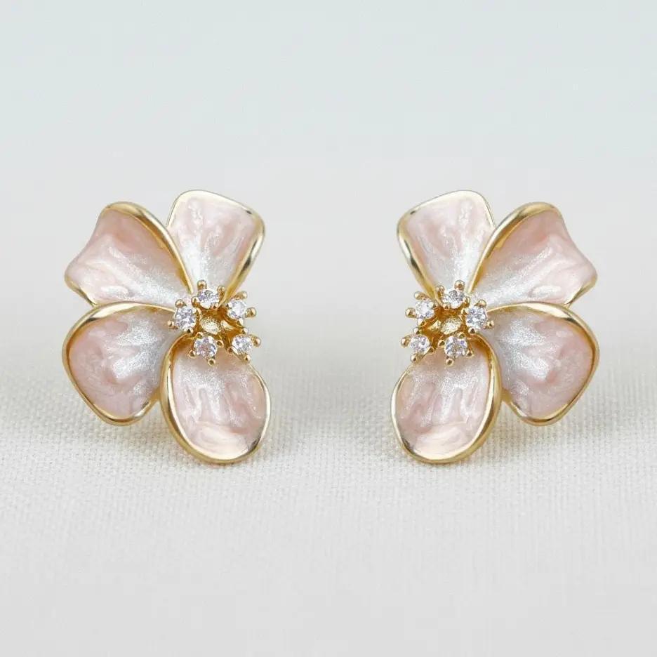 Floral Enamel Drop Earrings