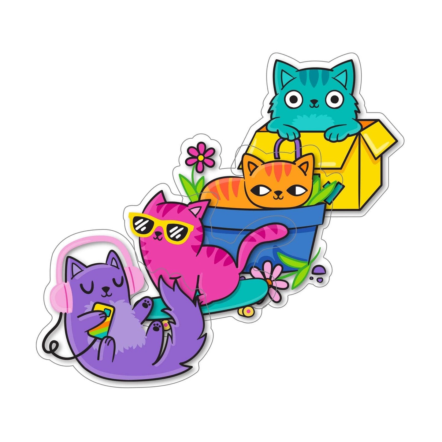 Stickiville Stickers: Silly Kitties - Vinyl (4 Die-Cut)