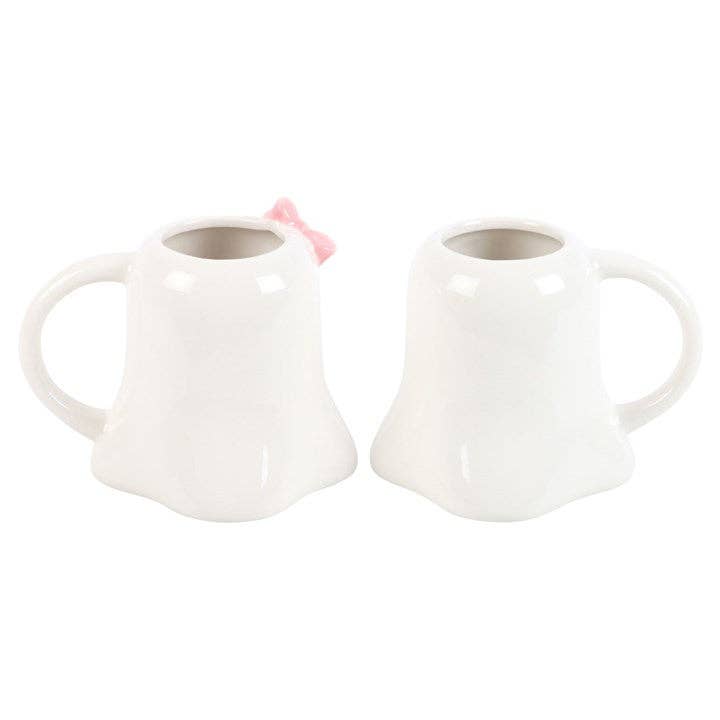 Mr and Mrs Boo Ghost Shaped Halloween Mug Set