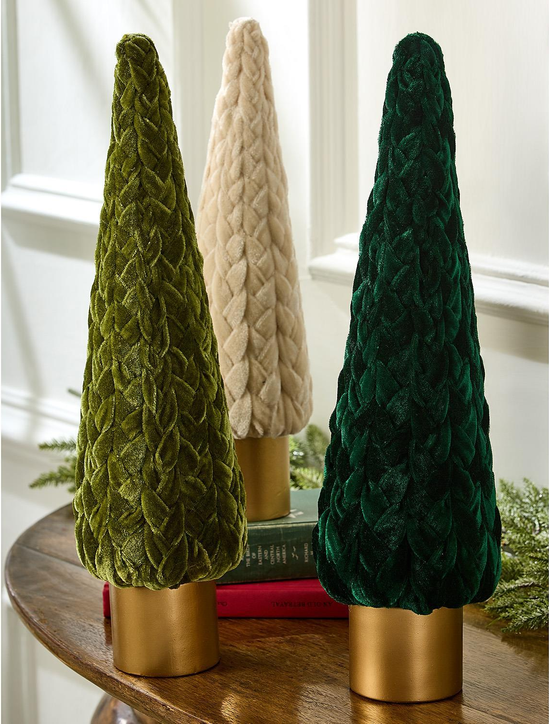 Braided Velvet Ribbon Trees with Wooden Base