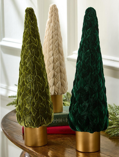 Braided Velvet Ribbon Trees with Wooden Base
