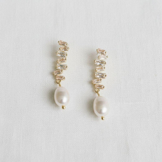 Geometric Pearl Drop Earrings