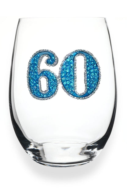 60th Birthday Jeweled Glass