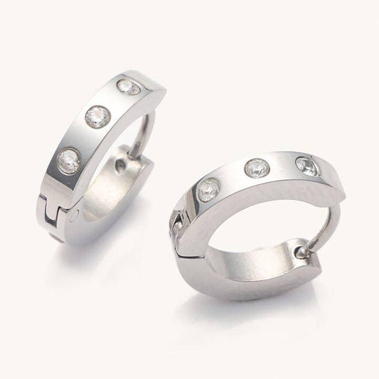 Mini Corinne Silver Huggies