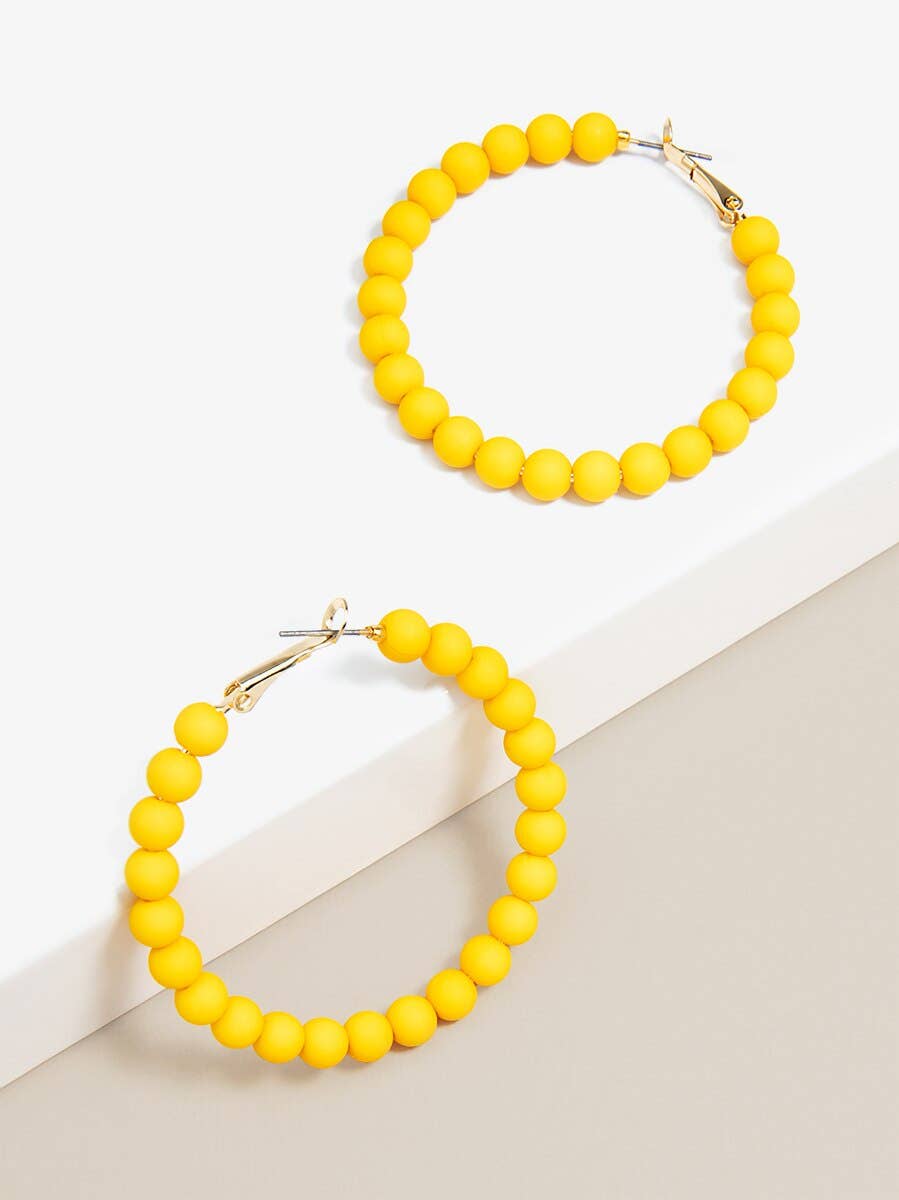 Matte Beaded Hoop Earring