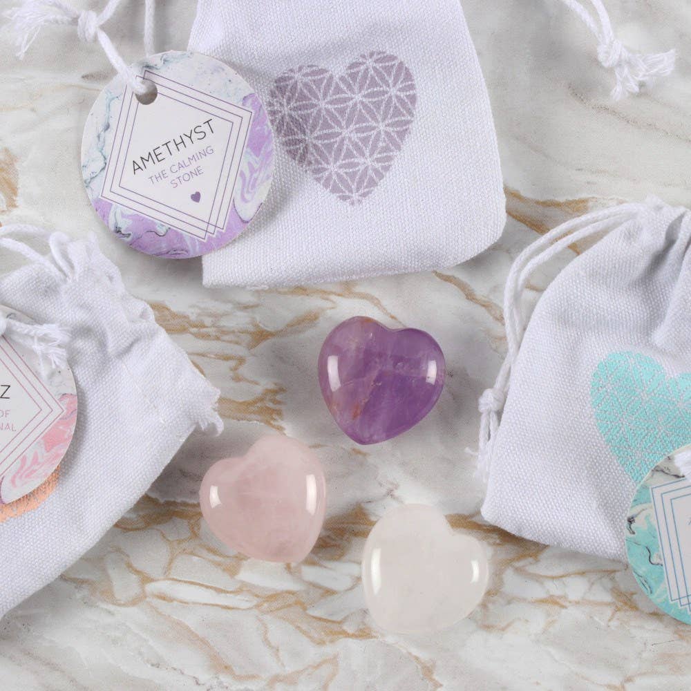 Box of 24 Healing Crystal Heart Charm Stones