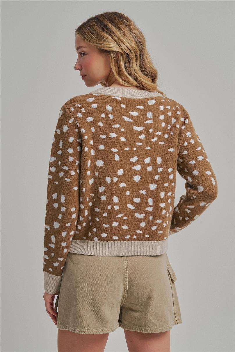 Deer Pattern Button Down Fall Sweater Cardigan