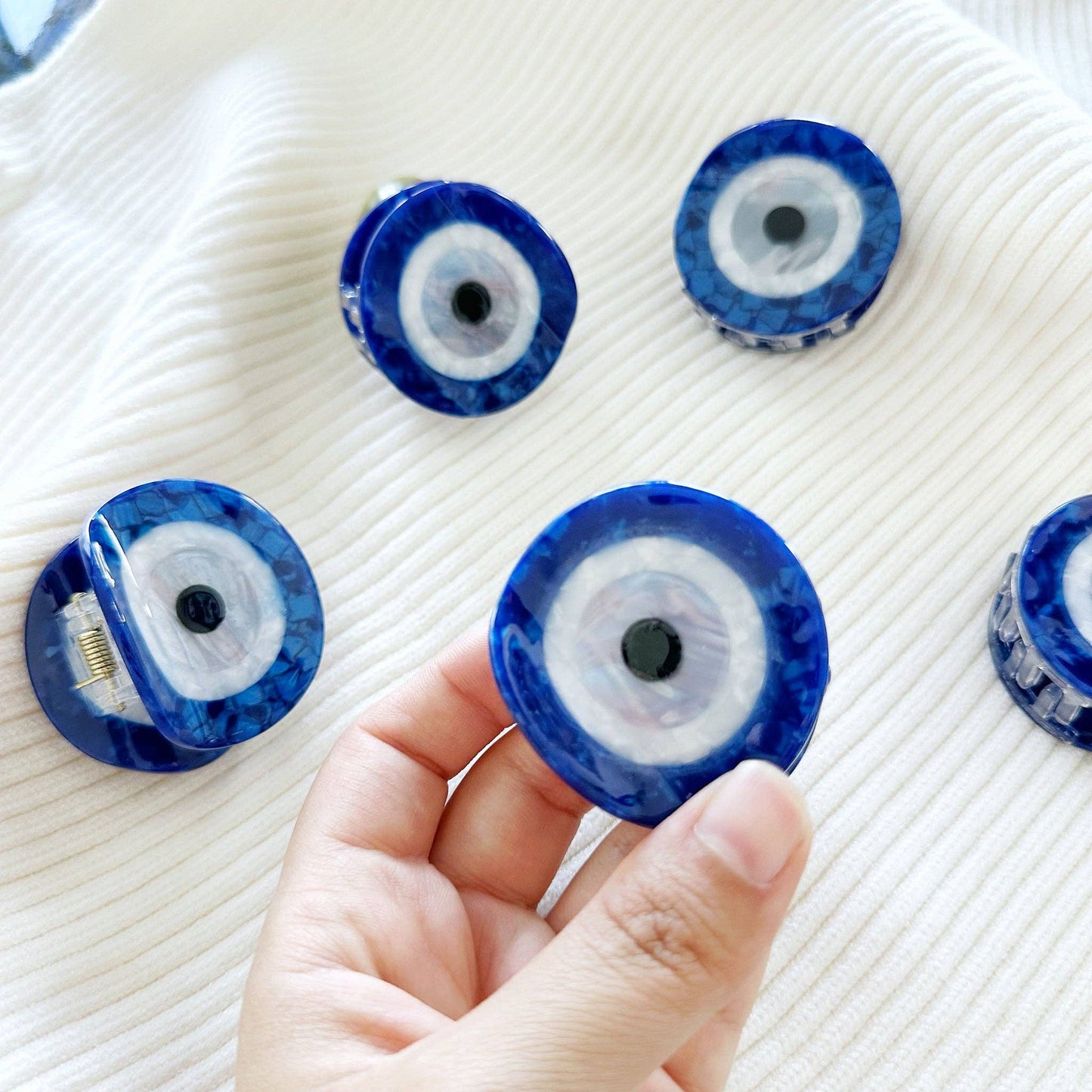 Blue Evil Eye Hair Claw Clip, Nonslip Boho-chic Hair Clips