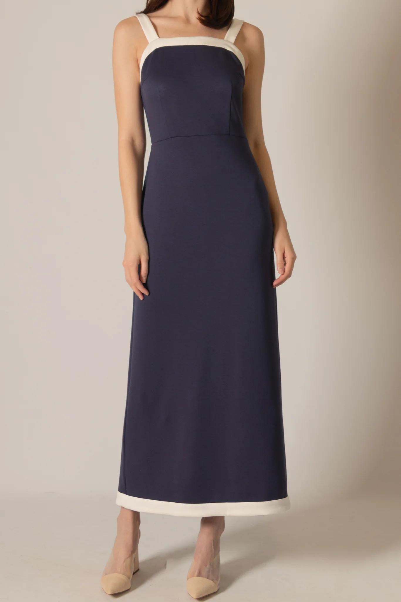 Contrast Border Fitted Maxi Dress