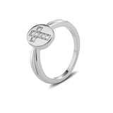 Girls Sterling Silver Oval Cross Ring with CZs