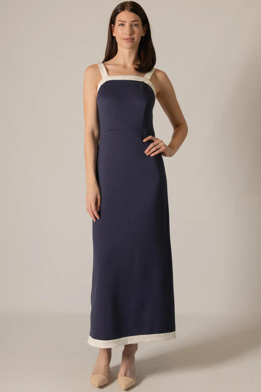 Contrast Border Fitted Maxi Dress