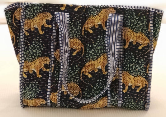 Blue Jungle Cotton Quilted Tote Bag